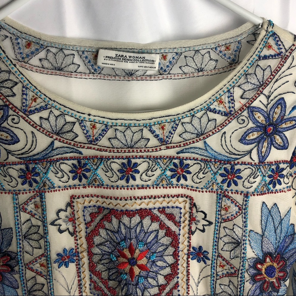 ZARA Embroidered and beaded crop top